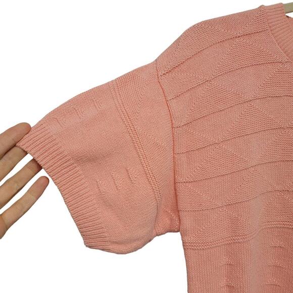 VTG Coral Pink Sweater Shirt 80s Geometric Knit Alicia Small - Picture 4 of 6